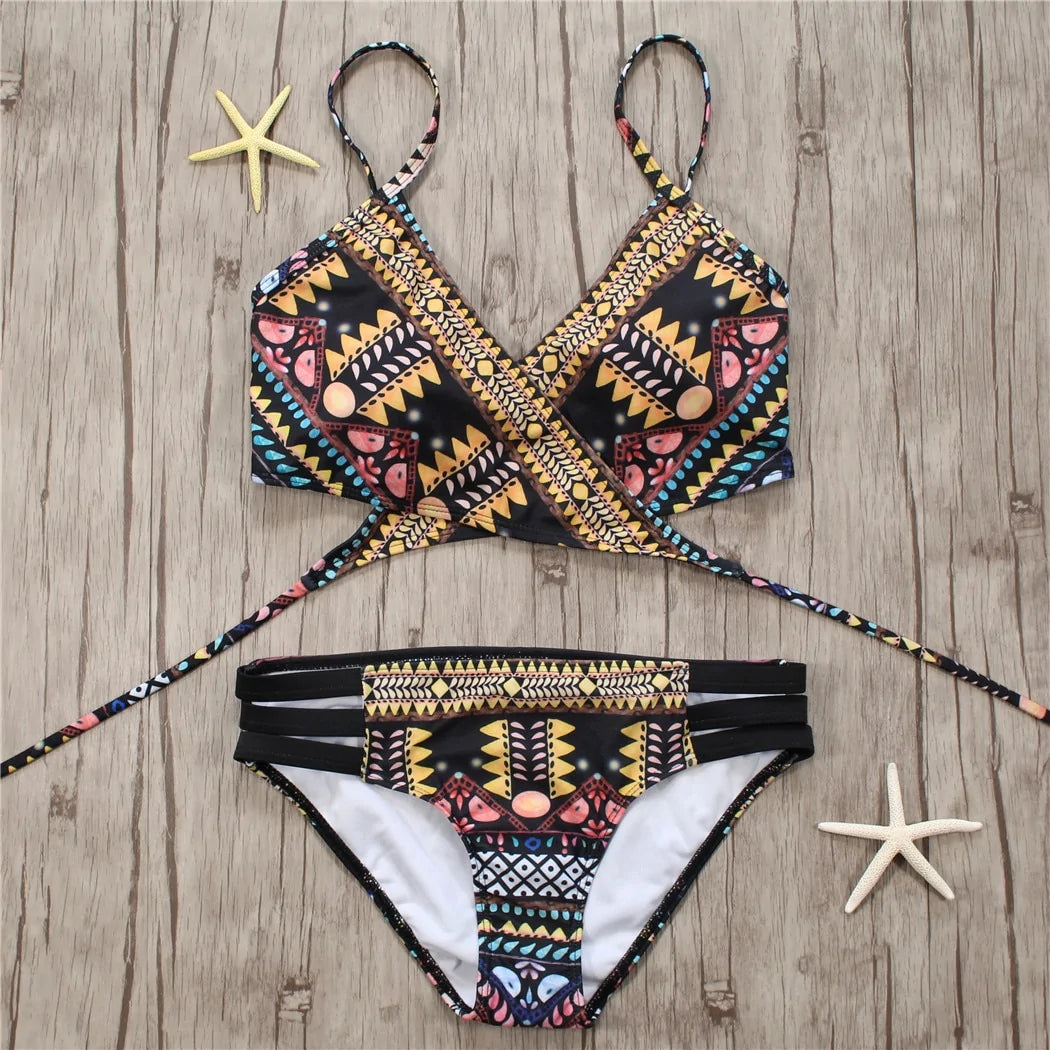 2024 Aztec Bandage Biquini String Bikini