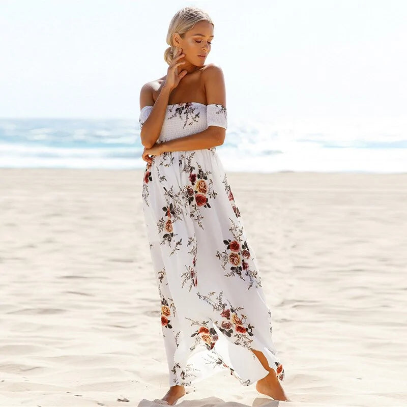 Off Shoulder Sexy Split Strand Zomerjurk