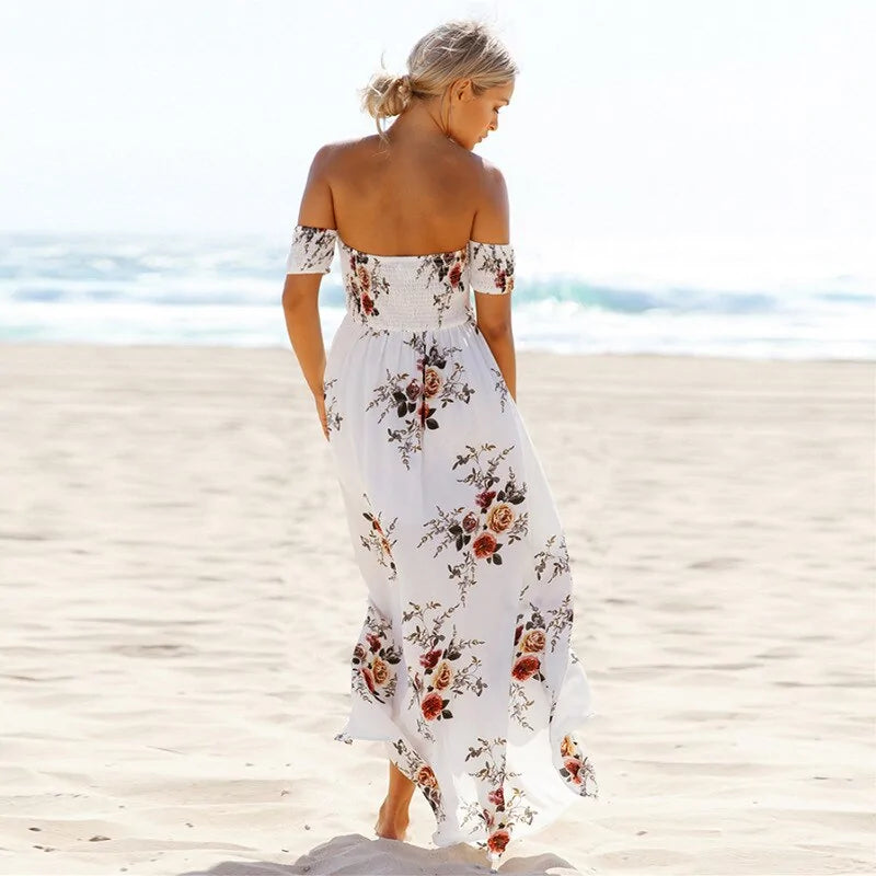 Off Shoulder Sexy Split Strand Zomerjurk